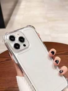 1 pieza Funda de teléfono transparente con borde completo antideslizante y antigolpes, compatible con iPhone 11/12/13/14/15/16 Pro Max