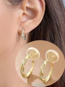 1 Pair Fashion Zirconia Circle Copper Earrings For Women, Clip-On No Piercing High-Quality Shiny Earrings Suitable For Daily Wear