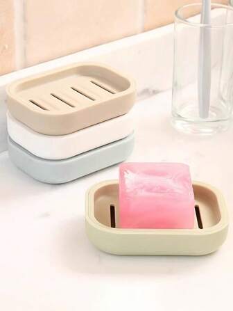 1pc Double-Layer Drain Soap Dish, Suitable For Bathroom Toilet Soap, Soap Drain Storage Box With Lid Home Bathroom Decor Summer