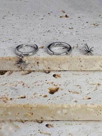 3st läckra örhängen set, 14K guldpläterade örhängen med stjärndesign, hypoallergena utsökt brosk Huggie Hoop Stud örhänge Vardagsörhängen för känsliga öron