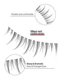 NAIJEMA Manga Lashes 5 Pairs Clear Stem Natural Fake Eyelashes, Eyelash Extension, Curling And Soft, Suitable Cosplay, Daily Makeup, Asian Makeup
