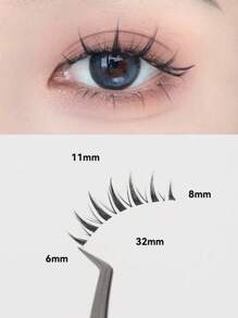 NAIJEMA Manga Lashes 5 Pairs Clear Stem Natural Fake Eyelashes, Eyelash Extension, Curling And Soft, Manga, Suitable For Cosplay, Daily Makeup Strip Lashes,Lashes,Eyelashes,Fake Lashes - Black - View 2