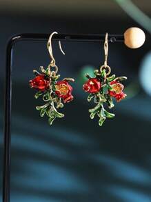 1 paar luxe, overdreven geëmailleerde bloemenoorbellen, modieuze, hoogwaardige oorbellen in Franse stijl met personalisatie en creativiteit, oorbelhaken van 925 sterlingzilver, geschikt voor dagelijks gebruik door vrouwen/meisjes, feestdagen, feestjes en vakanties (inclusief geschenkdoos)