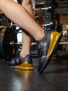 Men's Powerlifting & Squat Training Shoes, Stable Gym Shoes For Deadlifts & Barbell Workouts, Non-Slip TPU & Rubber Sole, Supportive Hard Base Fitness Footwear