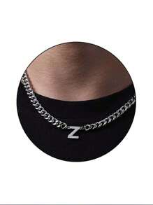 1pc Stainless Steel 26 Letter Fashion Pendant Necklace, Suitable For Daily Wear, Gift For Boyfriend/Girlfriend, Couples