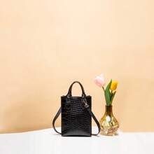 Fashion Embossed Crocodile Pattern Mini Handbag, Fit For Smartphone, Women's Shoulder Crossbody Bag