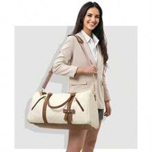 Garment Bags For Travel Women Leather Convertible Garment Duffle Bag With Shoe Pouch,Large Carry On Garment Bag Dress Suit Business Travel Bags Beige - Multicolor - View 12