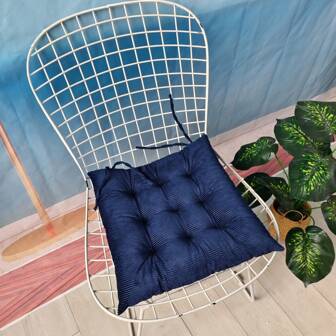 Corduroy Seat Cushion With Ties, Warm Soft Skin-Friendly Cushion For Dorm, Office, Dining Chair, Meditation
