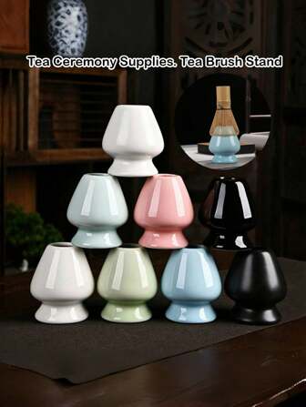 1 件陶瓷抹茶搅拌器架和健康茶搅拌器支架，多色抹茶茶具，包括抹茶搅拌器、传统勺子、抹茶碗、陶瓷搅拌器架、手工抹茶仪式套件、陶瓷茶搅拌器支架、抹茶配件支架，适合送给母亲、女朋友、男朋友的返校礼物