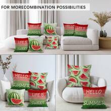 4er Set Kissenbezüge mit Wassermelonen Muster, einseitiger Muster, Sommer