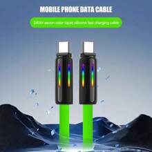 kamyuurs Kamyuurs With LED Light USB C To USB C Cable 240W (Compatible100w, 85w, 60w, 45w)Silicone C-C Charging Cable, Compatible With IPhone 15 16 Compatible With Huawei Compatible With Samsung Compatible With Xiaomi Series Fast Charging Seven Color Breathing Light(Attention: The Charging Light Interface Has A Light, Not A Seven Color Data Cable)