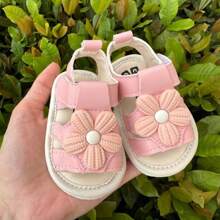 Sandália bebê infantil floral rosa menina recém nascido confortável - Rosa chiclete - Visão 3