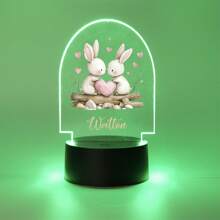 1pc Custom Bedroom Decoration, Custom Easter Bunny Love Creative Style, Custom Light Plate, 3D Light Illusion LED Nightlight, Warm Light Birthday Gift Party Gift Table Lamp Nightlight, Custom Name Creative Light Plate, Custom Personalized Name Nightlight, Christmas Gift, Gift For Family And Friends, Creative Gift Christmas Gift, Custom Nightlight, Custom Party Decoration, Custom Lighting.