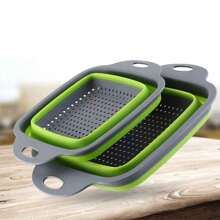 1/2pcs Foldable Drain Basket, Portable Vegetable Washing Basket, Square & Round Expandable Water Filter Basket, Fruit And Vegetable Washing Bowl, Kitchen Supplies