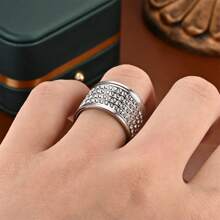 1pc Men's Domineering Knuckle Ring With Imitation Zirconia Stainless Steel Ring, Suitable For Daily Wear, Gift For Party, Holiday, Birthday, Anniversary