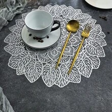 1 件/4 件/6 件西瓜叶厚不对称圆形餐垫，耐热防滑，适用于家庭厨房、酒店、餐厅和任何场合 - 圓形西瓜葉餐墊 - 查看 2