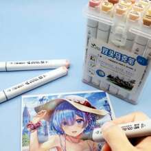 Set de 12 colores MEICLOUR Bolígrafo de doble punta para marcado con aceite, herramienta de dibujo profesional para anime y dibujo a mano, cabeza suave de alto color para estudiantes de arte, alta relación calidad-precio, sin decoloración, de vuelta a la escuela