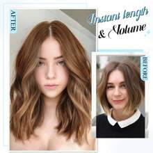 Clip In Hair Extensions, 14inch Short Wavy Curly Clip In Hair Extensions For Women 4Pcs Synthetic Beach Wavy Hair Extensions Invisible Lace Weft Hairpiece For Women - Dark Golden Blonde - 查看 3