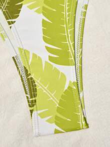 New Tropical Leaf & Metal Flower Decor 2 Pieces Swimwear Set, Summer - Multicolor - View 6