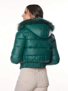 Polo Retro Of Yatch London Chamarra Top bomber con gorro cropped PARA Mujer - Verde - Ver 3