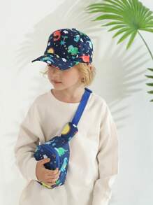2pcs/Set Unisex Kids Dinosaur Printed Baseball Cap And Crossbody Bag, Suitable For Outdoor, Casual, Travel In Spring, Summer And Autumn, Sun Visor & UV Ion - 2PC - View 5