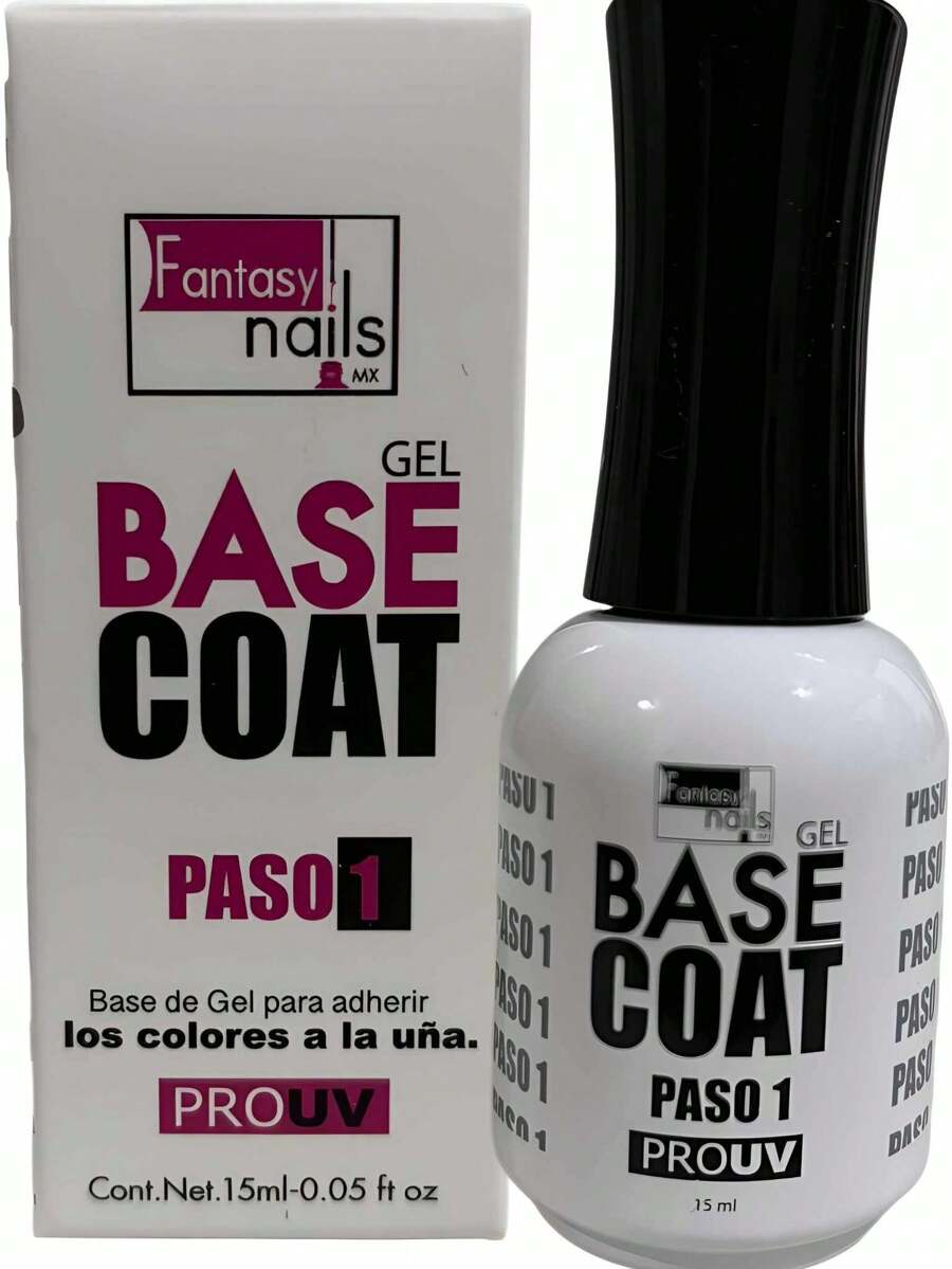 15ml BASE COAT GEL PASO 1 FANTASY NAILS Gel que ayuda a proteger la uña natural y a crear una superficie uniforme sobre la uña a la que el esmalte se puede adherir con mayor facilidad, promoviendo así su durabilidad y evitando grietas