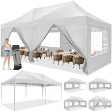 CAROMA Carpas cenadores 3x6 Carpa para fiestas estable e impermeable plegable, carpa plegable con 6 paredes laterales, bolsa enrollable y 4 bolsas de, fácil montaje para bodas, negocios, fiestas, protección UV50+, color negro