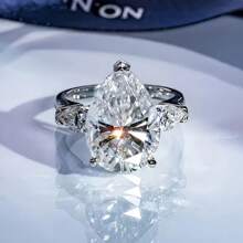 1pc S925 Silver 10 Carat Moissanite Love Ring For Vacation, Wedding And Party Suitable For Daily Wear, Suitable For Party, Date, Anniversary, Party, Birthday Gift - 10CT - View 11