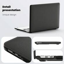Business Style PU Leather Case, PC Hard Shell With PU Leather, Hidden Stand, Shockproof, Heat Dissipation, Lightweight Design, Non-Slip Bottom, Compatible With Air 15, Air 13, Air 13.6, Pro 13, Pro 14, Pro 16 - Black - View 5