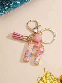 1pc Creative Keychain With 26 English Alphabet, Kids Backpack Accessories, Butterfly Letter Charm Keyring For Girls - Pink - View 31