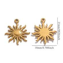 5pcs Stainless Steel Fashionable Hundred Sun Moon Heart Pendant DIY Necklace Earrings Jewelry Accessories Making Daily Wear Gifts