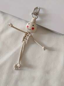 1pc/2pcs Handmade Wooden Bead Keychain, Cute Creative Car Key Chain & Fashion Backpack Charm, Romantic Gift For Women, Symbolizing Friendship And Love