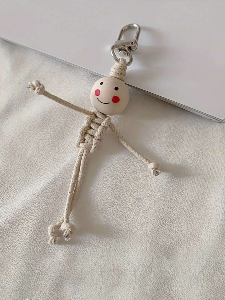 1pc/2pcs Handmade Wooden Bead Keychain, Cute Creative Car Key Chain & Fashion Backpack Charm, Romantic Gift For Women, Symbolizing Friendship And Love