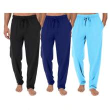 3-Pack Men's Classic Lounge Pajama Pants (S-3XL) - Black - Navy - Blue - View 1