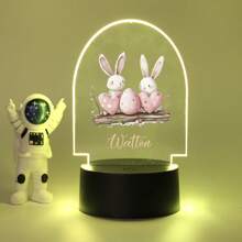 1pc Custom Bedroom Decoration, Custom Easter Bunny Love Creative Style, Custom Light Plate, 3D Light Illusion LED Nightlight, Warm Light Birthday Gift Party Gift Table Lamp Nightlight, Custom Name Creative Light Plate, Custom Personalized Name Nightlight, Christmas Gift, Gift For Family And Friends, Creative Gift Christmas Gift, Custom Nightlight, Custom Party Decoration, Custom Lighting.