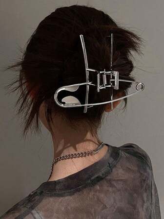 1pc Simple Asymmetric Pin Metal Hair Clips Ladies Fashion Back Of Head Plate Hair Grab Clip Party Carnival Large Hair Claw Hair Accessories Beauty Claw Clips Fall Winter For Vacation Outfits Woman