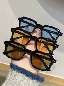 1pc/2pcs/3pcs Women Rivet Decor Square Shaped Sunglasses, Retro Minimalist Metal Hinge Sunglasses For Travel, Party, Daily Use Fashionable Shade Elegant Outfit Family Outings Travel Vacation Holiday