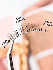 5 对超自然假睫毛，日式自然裸妆睫毛，黑色短款 10 毫米，学生淡妆睫毛，透明茎全睫毛条，一体式细茎睫毛，伪装裸妆睫毛 - 黑色 - 查看 2