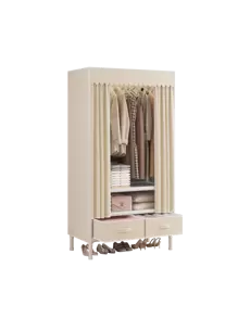 Armario moderno de fácil montaje con cajones - Elegante de plástico y acero inoxidable, mide 13.38 pulgadas de ancho, 3.7 pulgadas de alto y 27.36 pulgadas de largo, perfecto para almacenamiento en el dormitorio, armario portátil, armario portátil