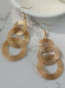 1 Pair Personalized Metal Multi-Layer Circle Hoop Earrings, Exaggerated Vintage Big Circle Long Dangle Earrings For Women