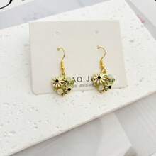 1 pieza Pendientes colgantes con forma de corazón y flor hueca, joyería de la serie del amor