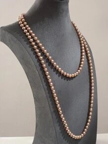 1 Pc Fashionable & Elegant Bohemian Style Double Layer Casual Versatile Ladies Sweater Chain - Coffee - View 1