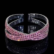1 pieza Brazalete elegante y lujoso tipo cruzado abierto decorado con piedras de circonita sintética, joyería única de estilo francés para mujer