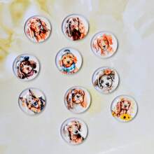 10pcs 20mm/25mm Watercolor Painting Lovely Dog 10pcs Mixed Round Photo Glass Cabochon Demo Flat Back Making Findings