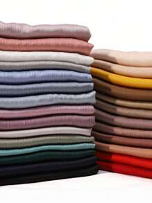 1pc Women's Solid Color Faux Pearl Satin Scarf, Comfortable Silk-Like Long Wrap Shawl, Versatile Bandana Headscarf, Casual Headwrap, Real Silk-Feel For Jalabiyas For Dress - 2203MTG001 - View 9