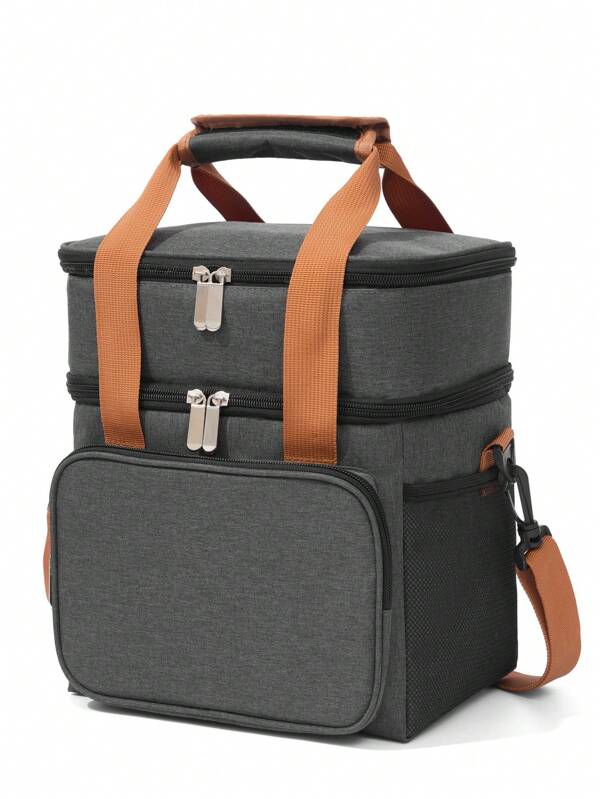 1 pièce Sac à déjeuner double couche pour femmes, boîte à lunch isotherme grande capacité pour hommes, sac à lunch mignon épaissi pour étudiants, sac fourre-tout réutilisable pour le déjeuner, sac isotherme portable pour pique-nique pour le travail, le pique-nique, l'école ou les voyages. Sac accessoires fournitures scolaires pour l'école, accessoires scolaires, articles scolaires