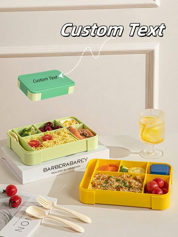 1 pezzo Personalizzabile Contenitore per pranzo quadrato in plastica a strato singolo, Contenitore per cibo diviso con ciotola per zuppa, in materiale PP, disponibile in 3 colori, adatto per uso quotidiano, scuola, lavoro all'aperto, sicuro per forno a microonde, 22,5*16,5*5cm/8,8*6,4*1,9 pollici, multifunzionale, decorativo, con lettera, stiloso, moderno, colorato, carino, adorabile, casual, personalizzato, unico, personalizzato, regali per bambini, regali ideali per lui, regali ideali per lei, figlio, figlia