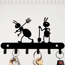 1pc [Hot Selling] Two Ants Metal Decorative Key Hook, Key Holder Rack, Door Back Wall Garage Key Hook Decor, Hanging Hook Decor, Wall Decor, Suitable For Coat, Hat, Towel, Kitchen, Bathroom, Entryway For Umbrella, Raincoat, Bag, Easy Installation