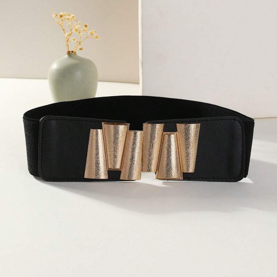 1pc Women's Black Elastic Waist Belt, Versatile & Stylish