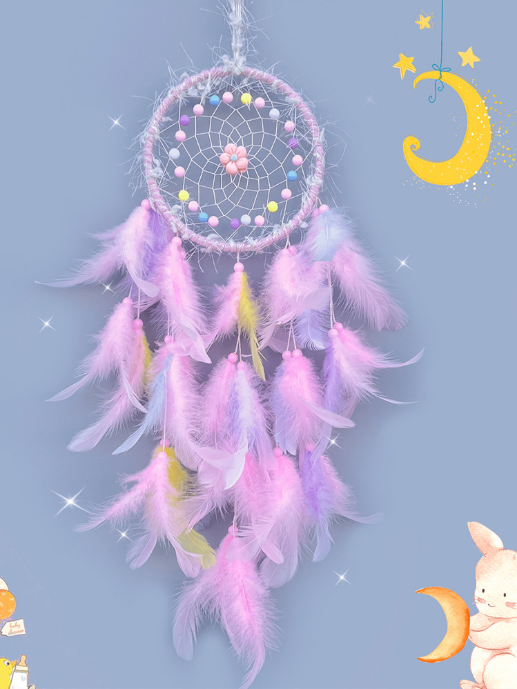 クリーム色の花柄ドリームキャッチャーホームデコレーションウィンド